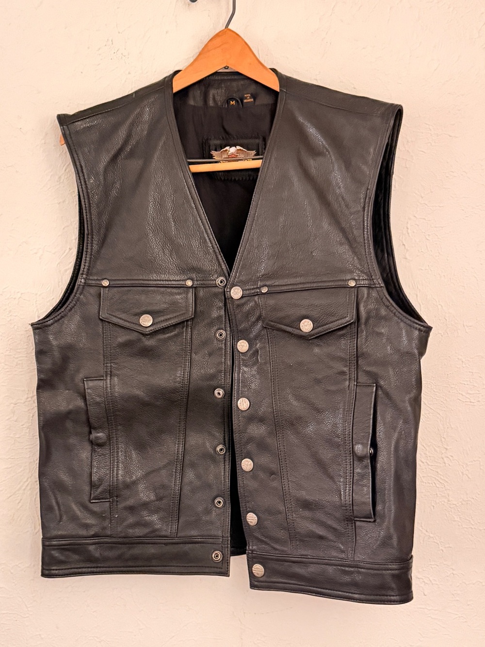Harley Davidson Leather Vest for Men - Sleeveless Motorcycle Jacket Sz medium